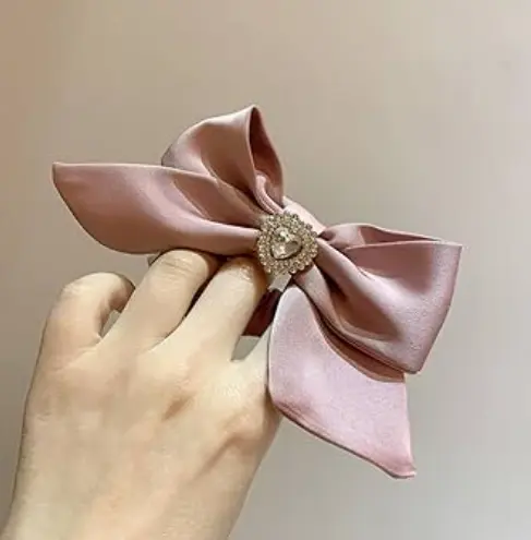 Elegant Bow Hair Clip with Stone Center – Available in Multiple Colors