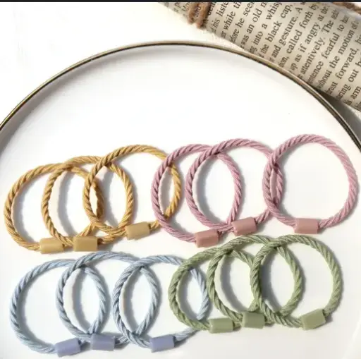 Twisted Pastel Hair Elastic Set – Pack of 20 Soft Rope Bands for Daily Use